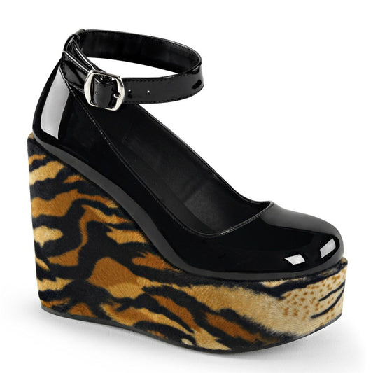 POISON-03 Black Patent Ankle Boot Demonia