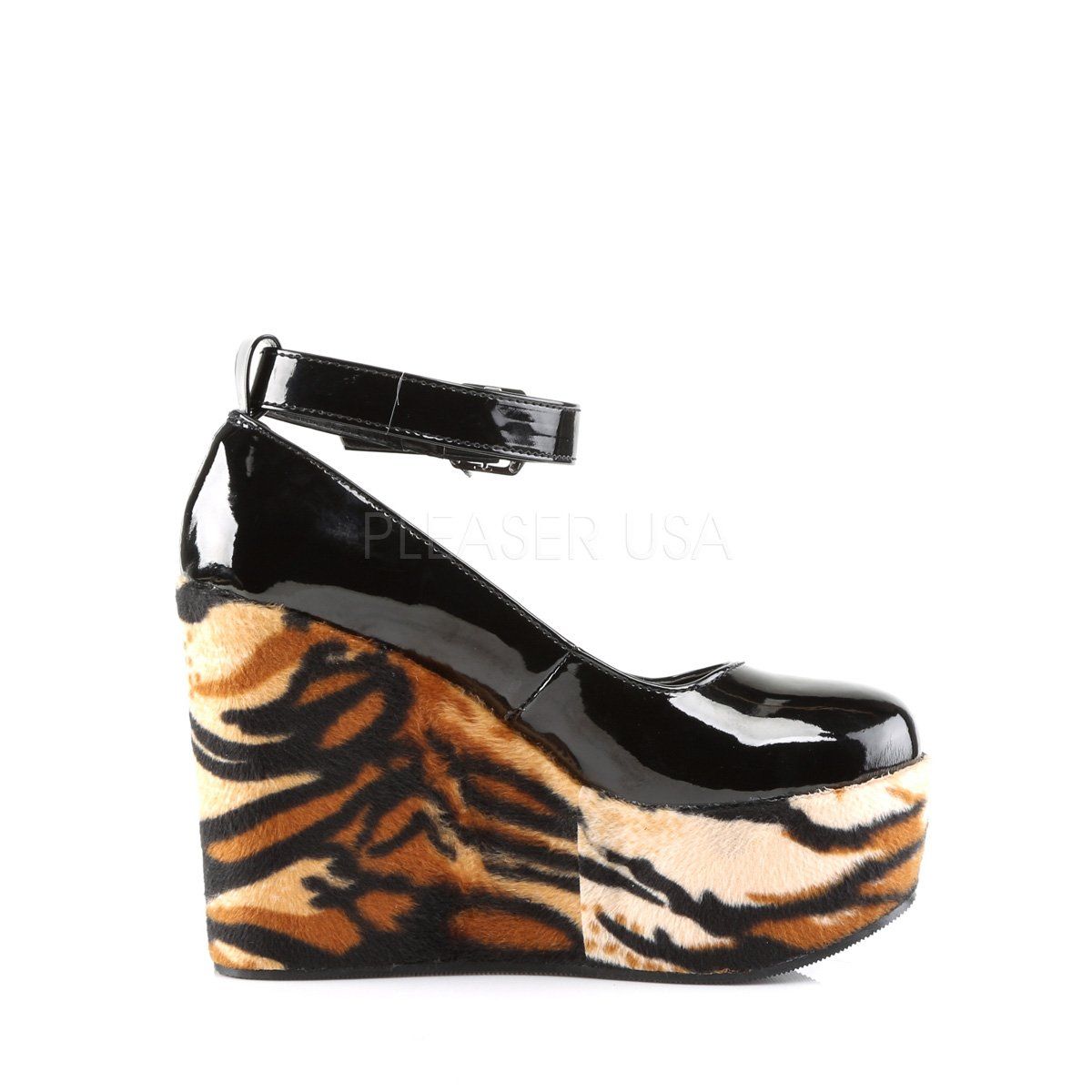 POISON-03 Black Patent Ankle Boot Demonia