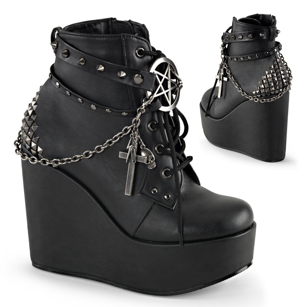 POISON-101 Black Vegan Leather Ankle Boot Demonia