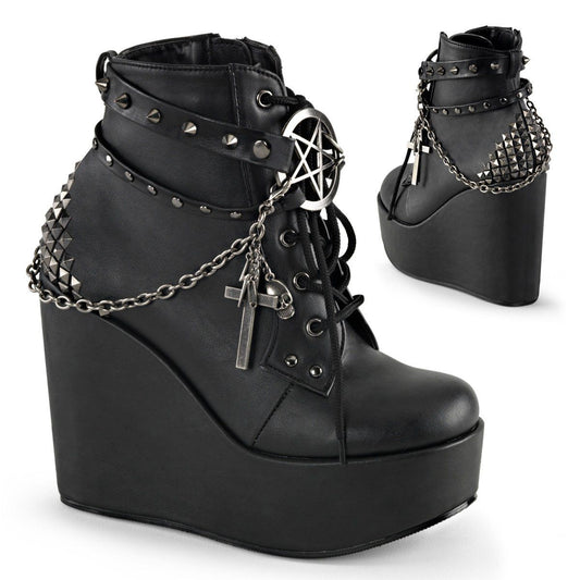 POISON-101 Black Vegan Leather Ankle Boot Demonia