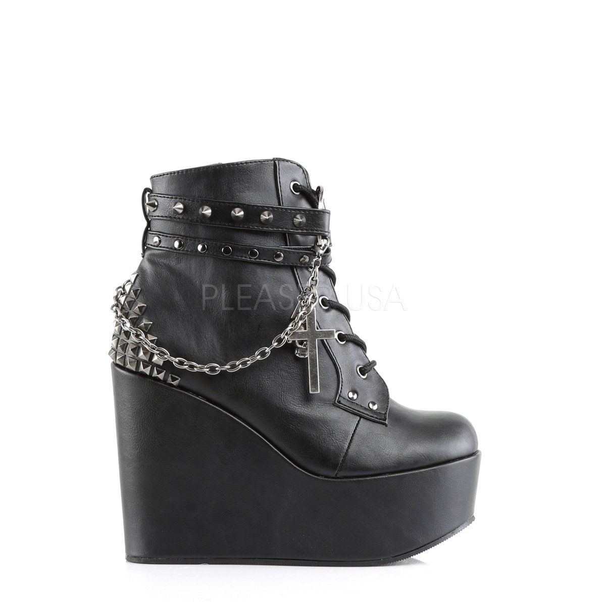 POISON-101 Black Vegan Leather Ankle Boot Demonia