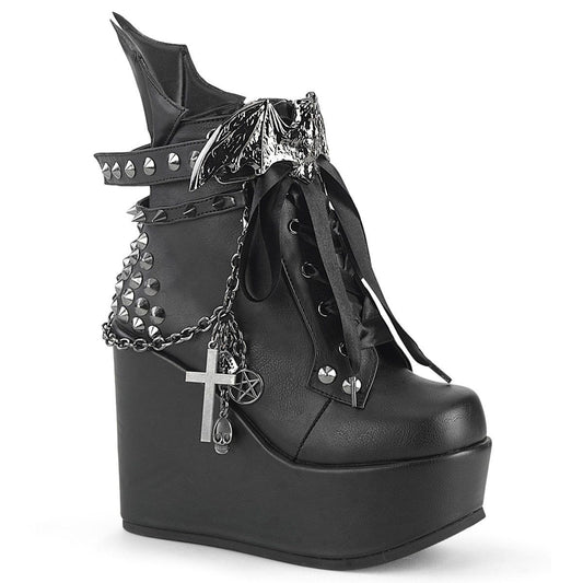 POISON-107 Black Vegan Leather Ankle Boot Demonia