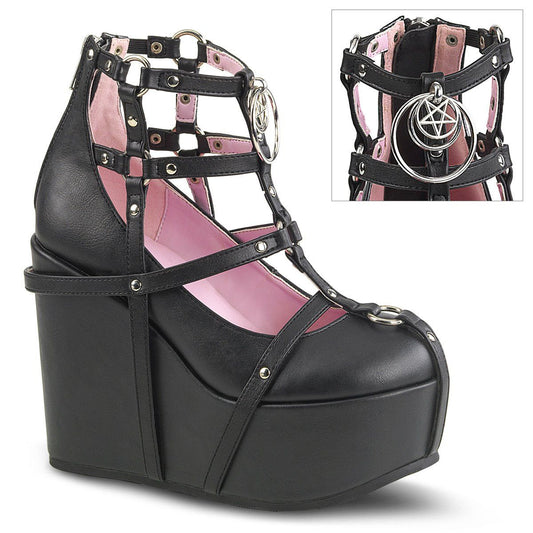 POISON-25-1 Black Vegan Leather Ankle Boot Demonia