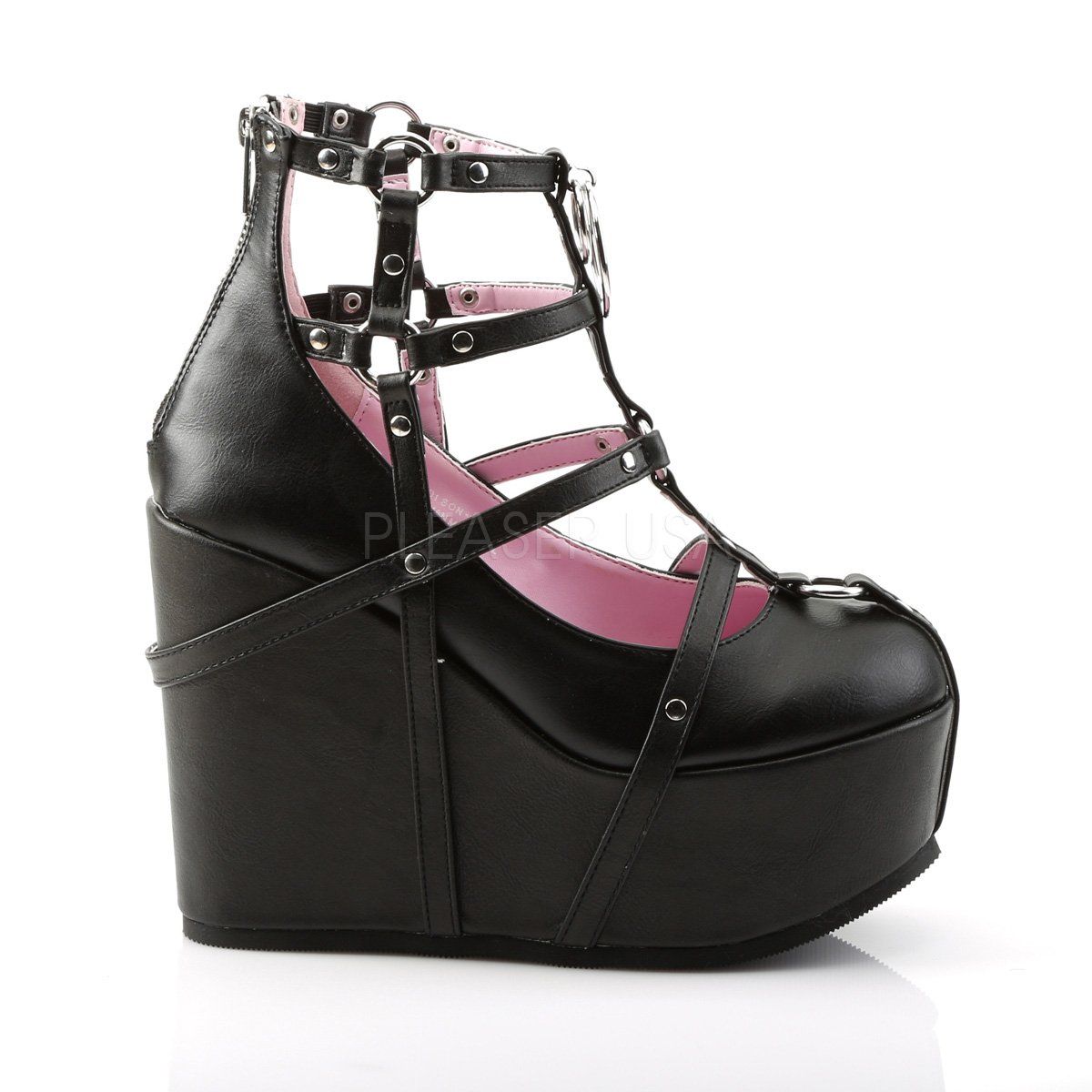POISON-25-1 Black Vegan Leather Ankle Boot Demonia