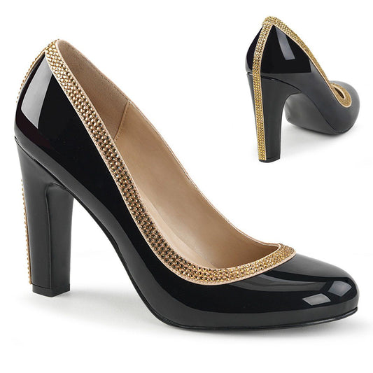 QUEEN-04 Black Patent Pleaser Pink Label