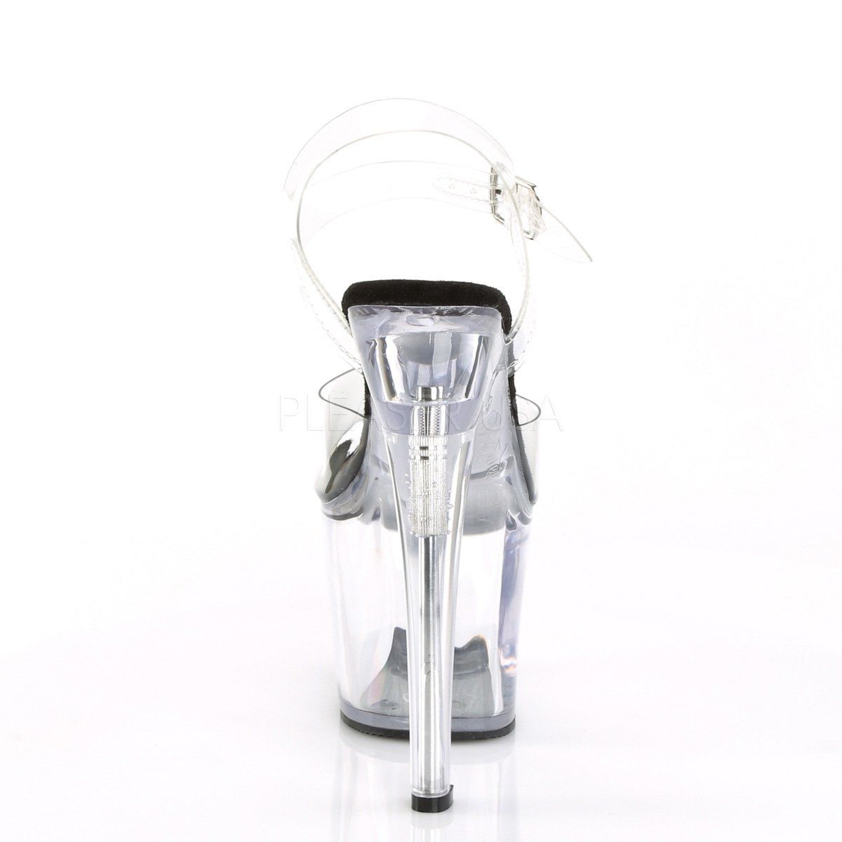 RADIANT-708 Clear-Black/Clear Platform Sandal Pleaser