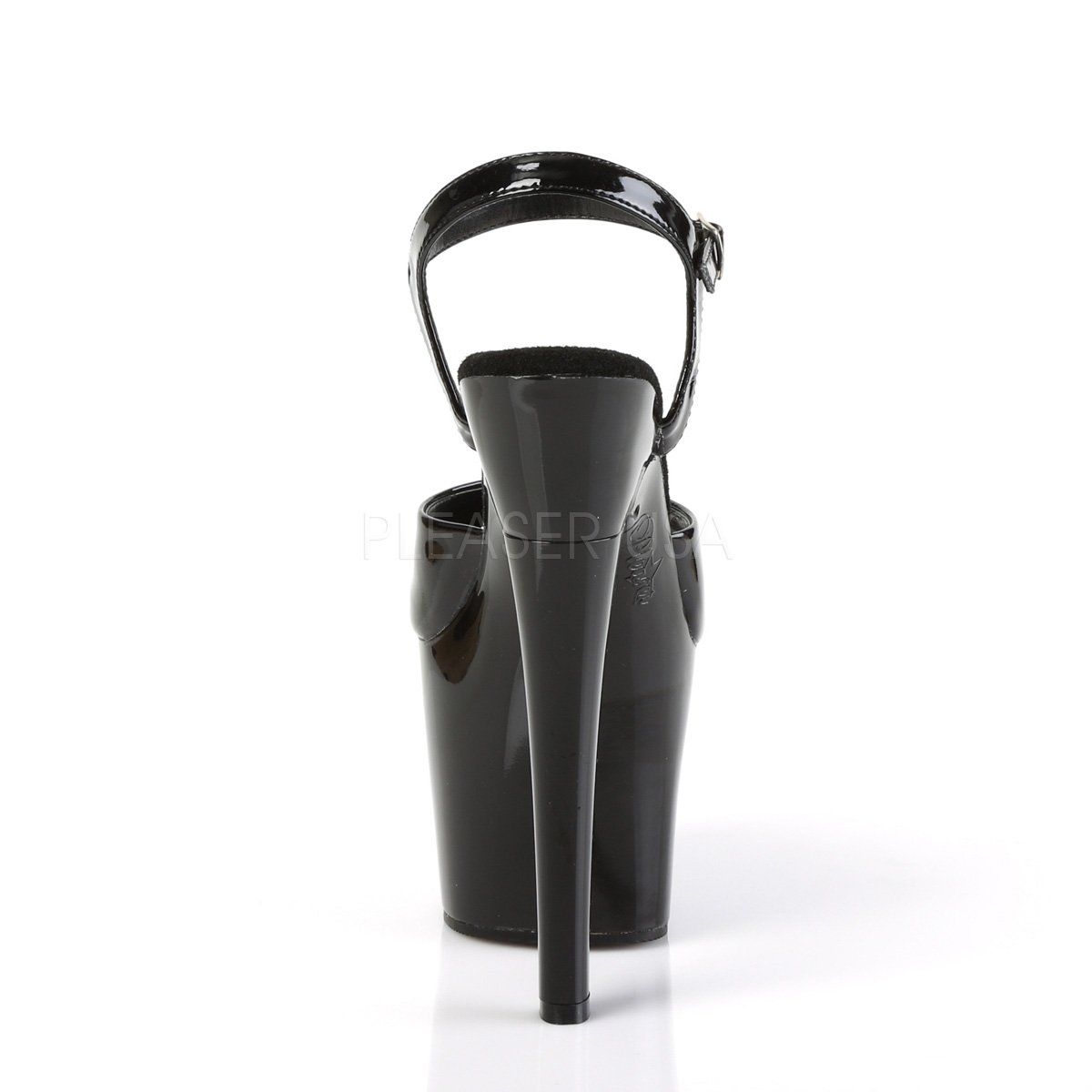 RADIANT-709 Black Patent Platform Sandal Pleaser