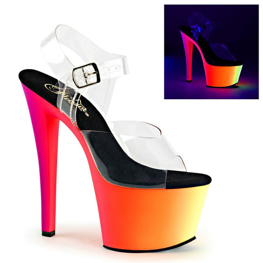 RAINBOW-308UV Clear/Neon Multi Platform Sandal Pleaser