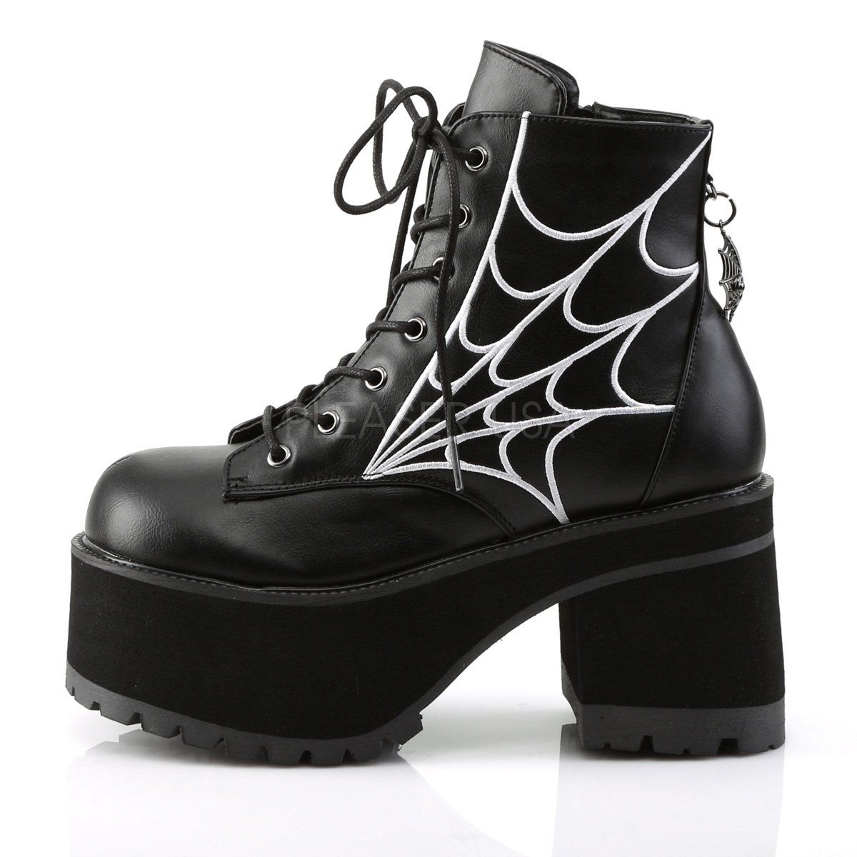 RANGER-105 Black Vegan Leather Ankle Boot Demonia