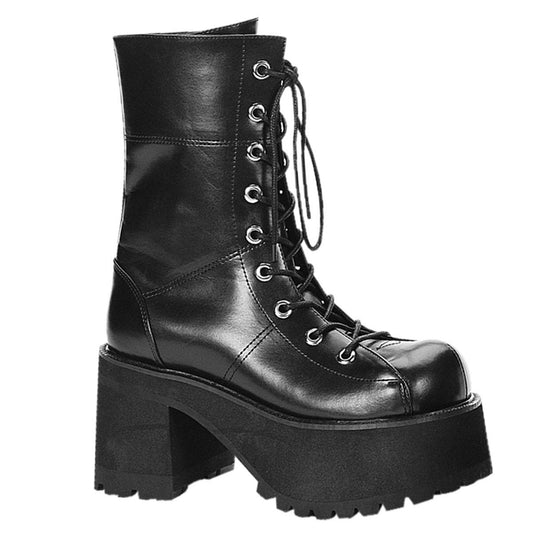 RANGER-301 Black Vegan Leather Calf Boot Demonia