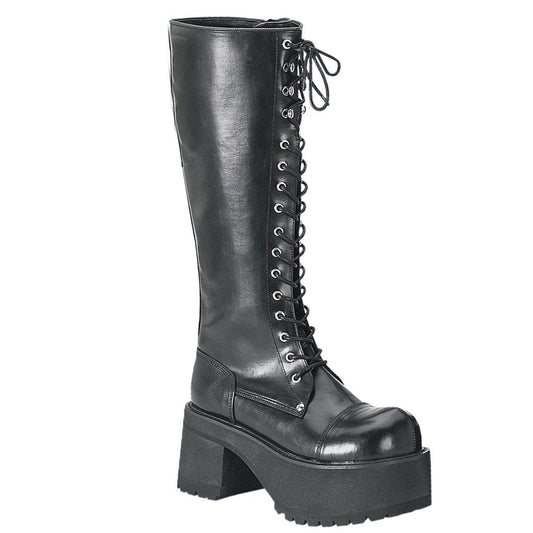 RANGER-302 Black Vegan Leather Knee Boot Demonia