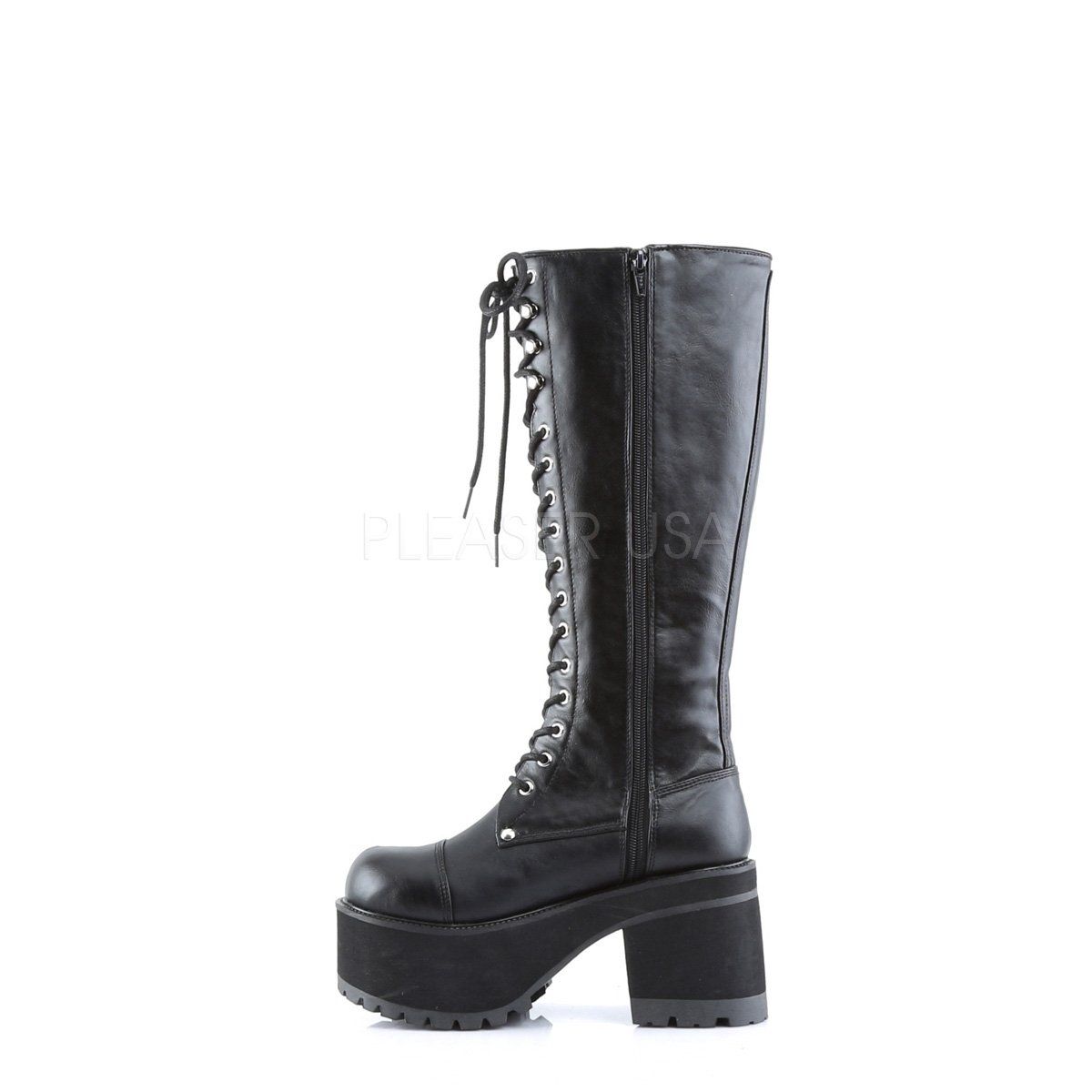 RANGER-302 Black Vegan Leather Knee Boot Demonia