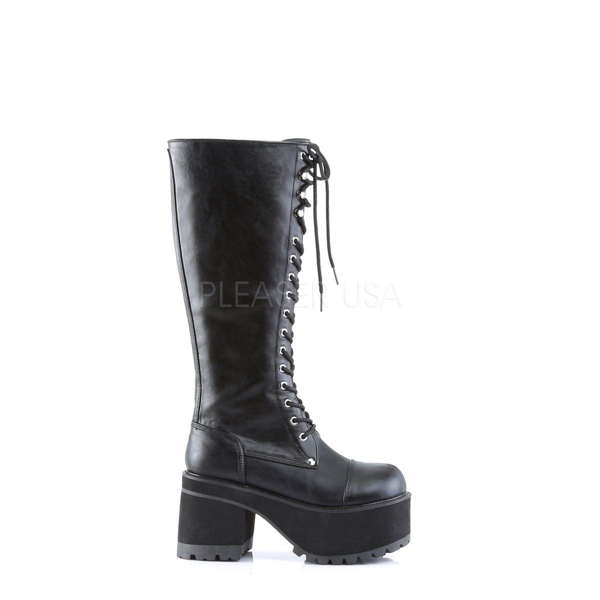 RANGER-302 Black Vegan Leather Knee Boot Demonia