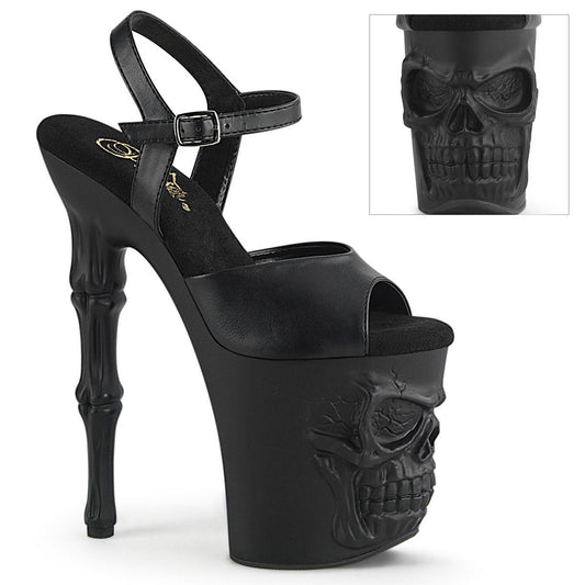 RAPTURE-809 Black Faux Leather Platform Sandal Pleaser
