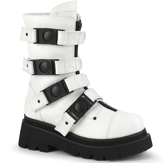 RENEGADE-55 White Vegan Leather Calf Boot Demonia