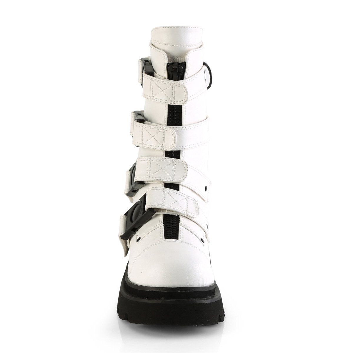 RENEGADE-55 White Vegan Leather Calf Boot Demonia