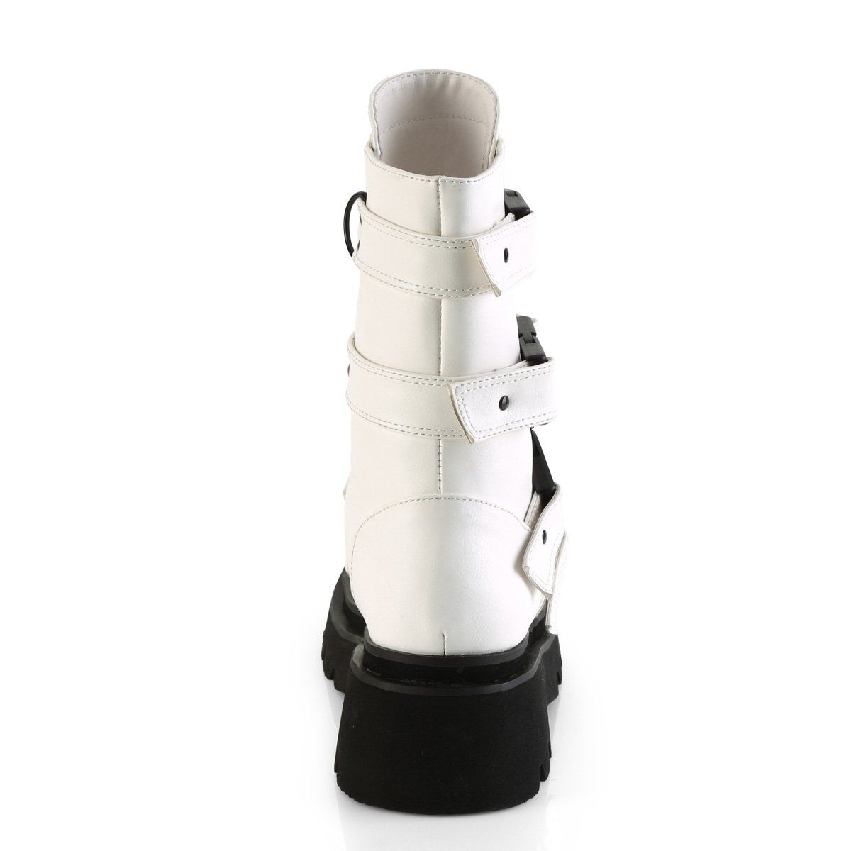 RENEGADE-55 White Vegan Leather Calf Boot Demonia