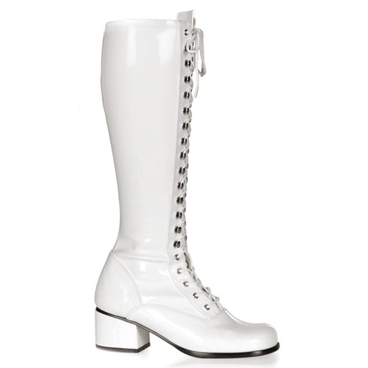 RETRO-302 White Stretch Patent Funtasma