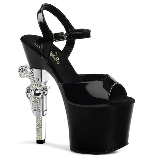 REVOLVER-709 Black Platform Sandal Pleaser