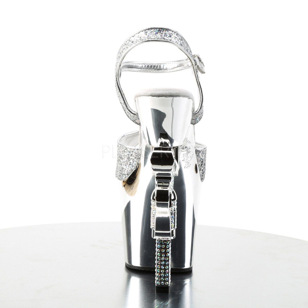 REVOLVER-709G Silver Multi Glitter/Silver Chrome Platform Sandal Pleaser