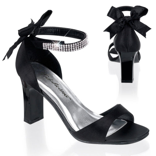 ROMANCE-372 Black Satin Pleaser Pink Label