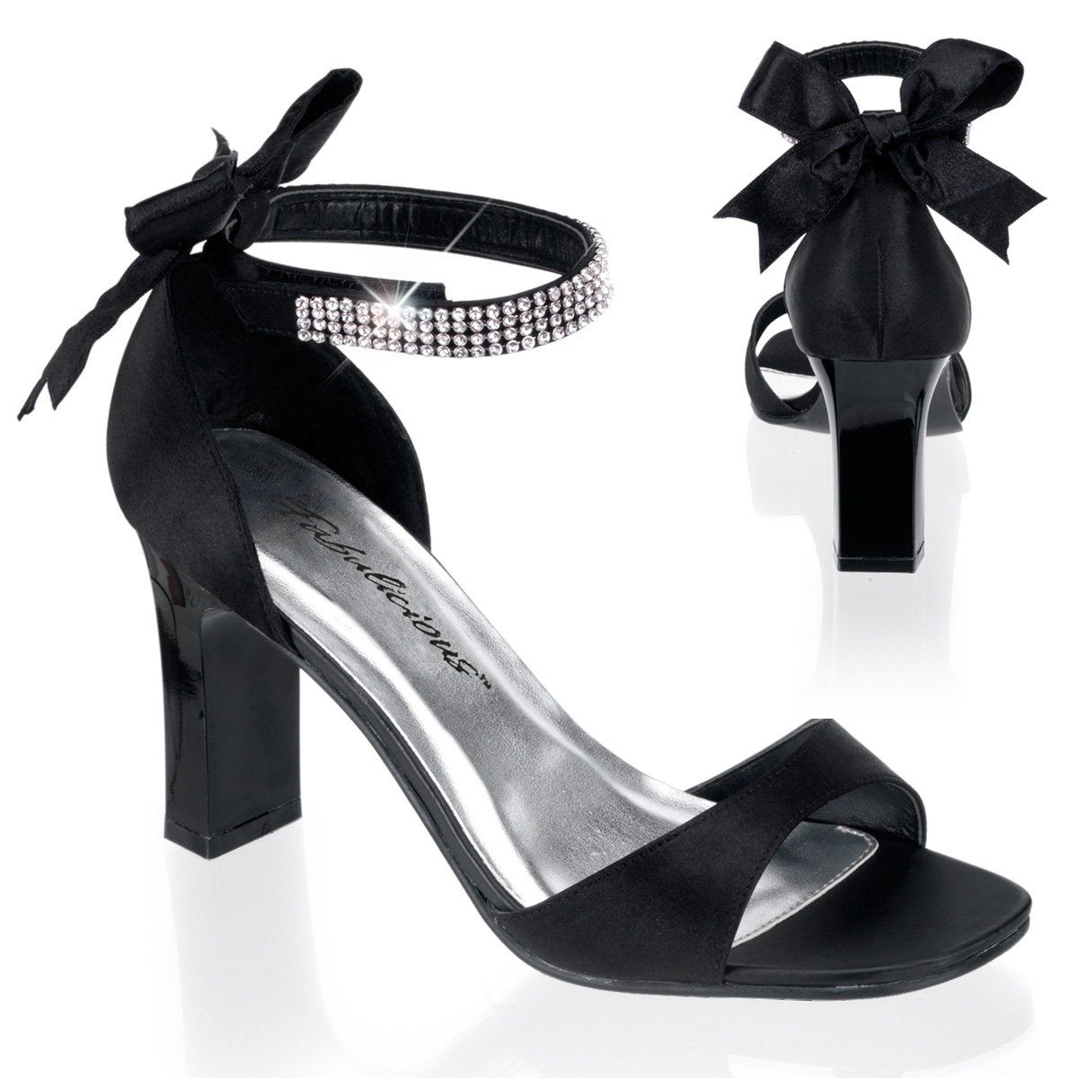 ROMANCE-372 Black Satin Pleaser Pink Label