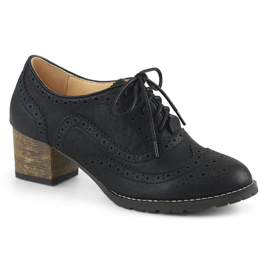 RUSSELL-34 Black Faux Leather Pin Up Couture