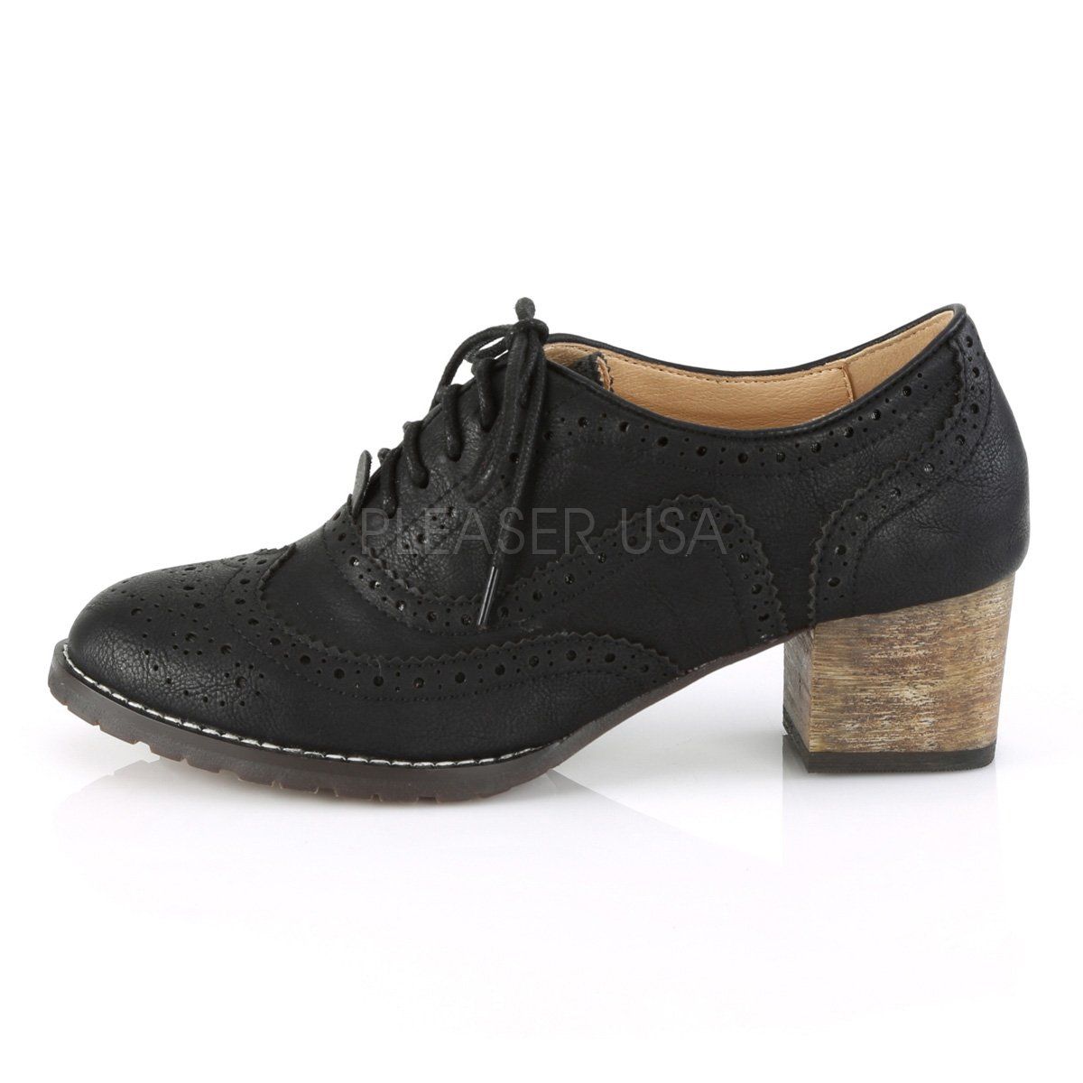 RUSSELL-34 Black Faux Leather Pin Up Couture