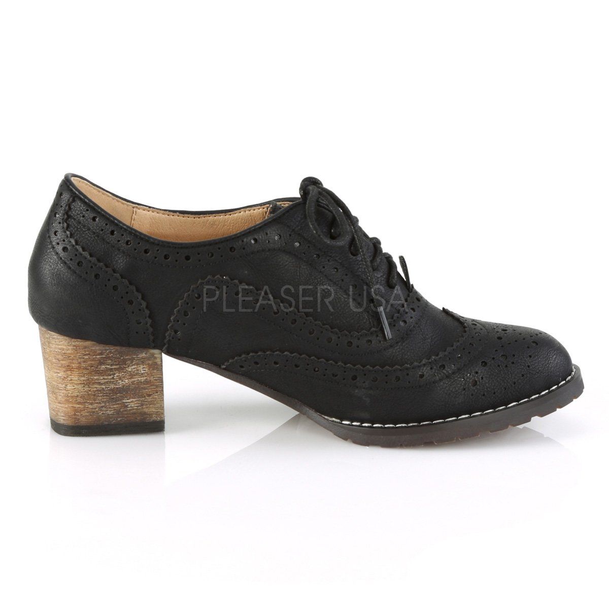 RUSSELL-34 Black Faux Leather Pin Up Couture