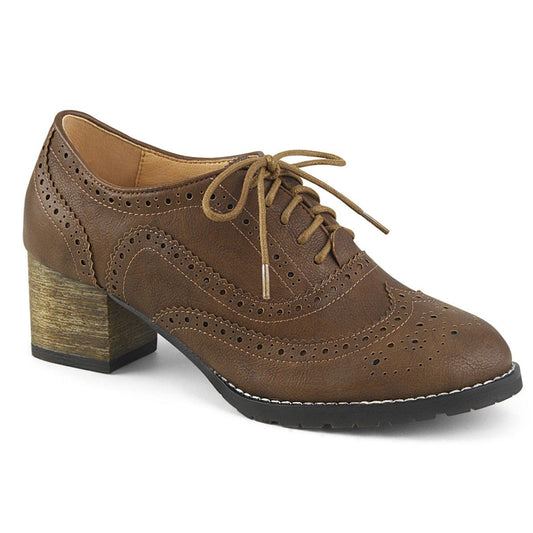 RUSSELL-34 Brown Faux Leather Pin Up Couture