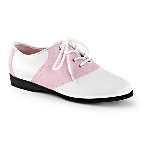 SADDLE-50 Baby Pink-White Pu Funtasma