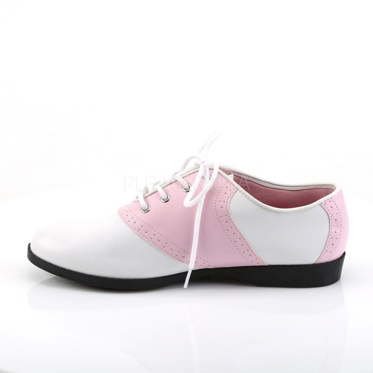 SADDLE-50 Baby Pink-White Pu Funtasma