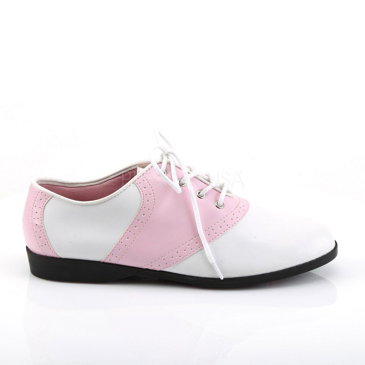 SADDLE-50 Baby Pink-White Pu Funtasma