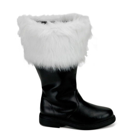 SANTA-106WC Black Pu-White Faux Fur Funtasma