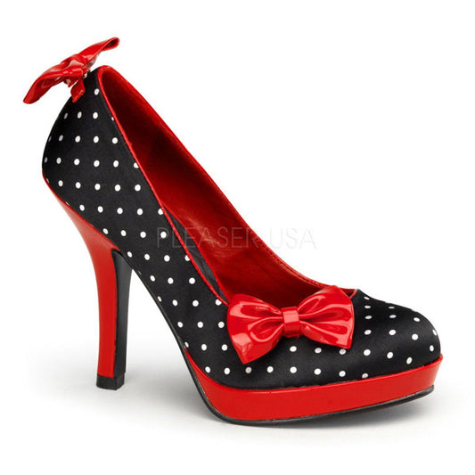 SECRET-12 Black Satin-Red (Polka Dots Print) Pin Up Couture