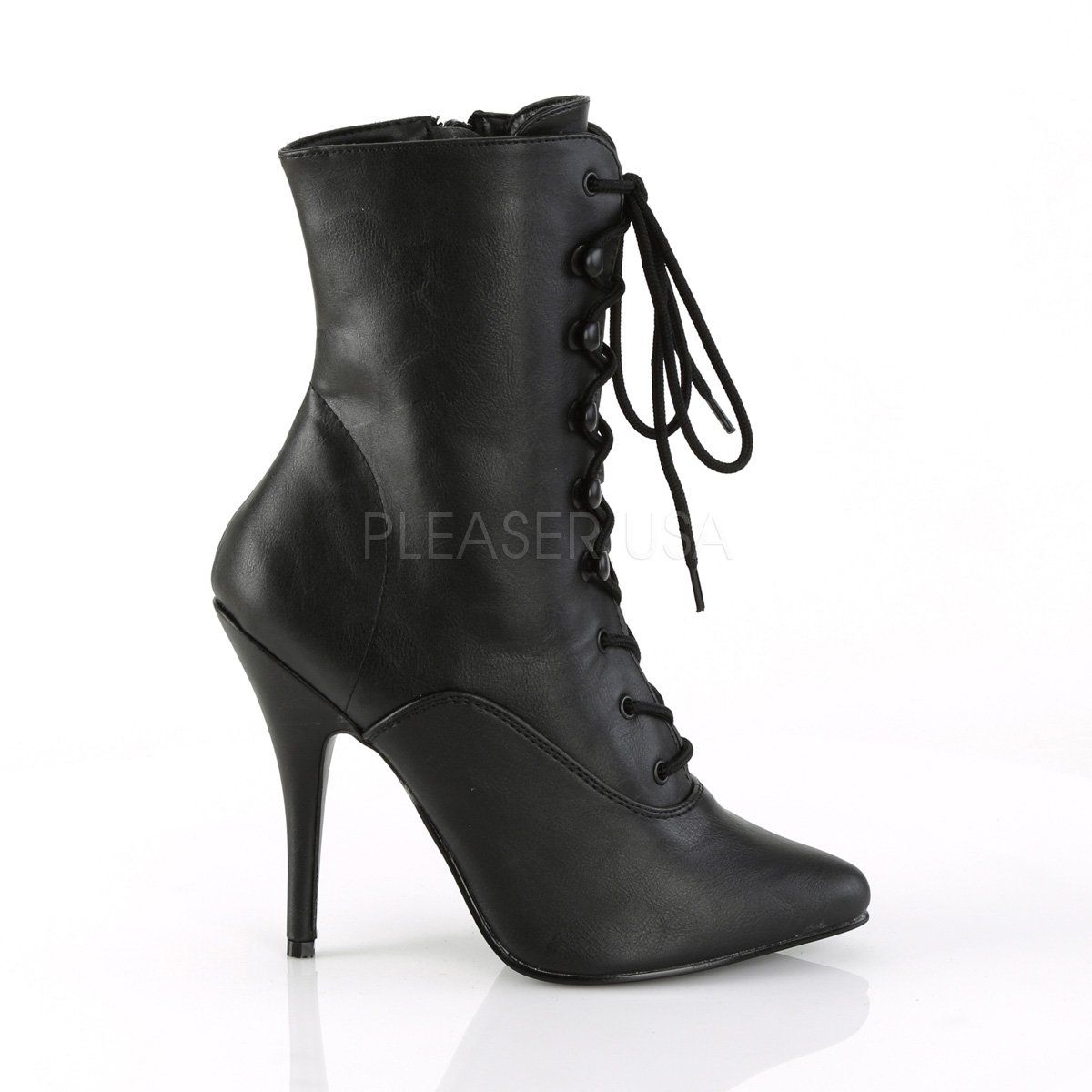 SEDUCE-1020 Black Faux Leather Ankle Boot Pleaser