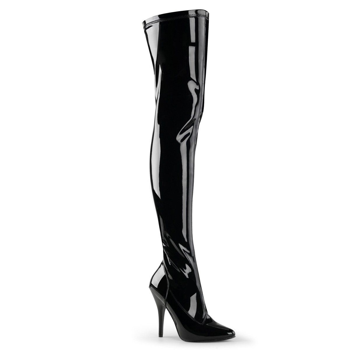 SEDUCE-3000 Black Stretch Patent Thigh Boot Pleaser