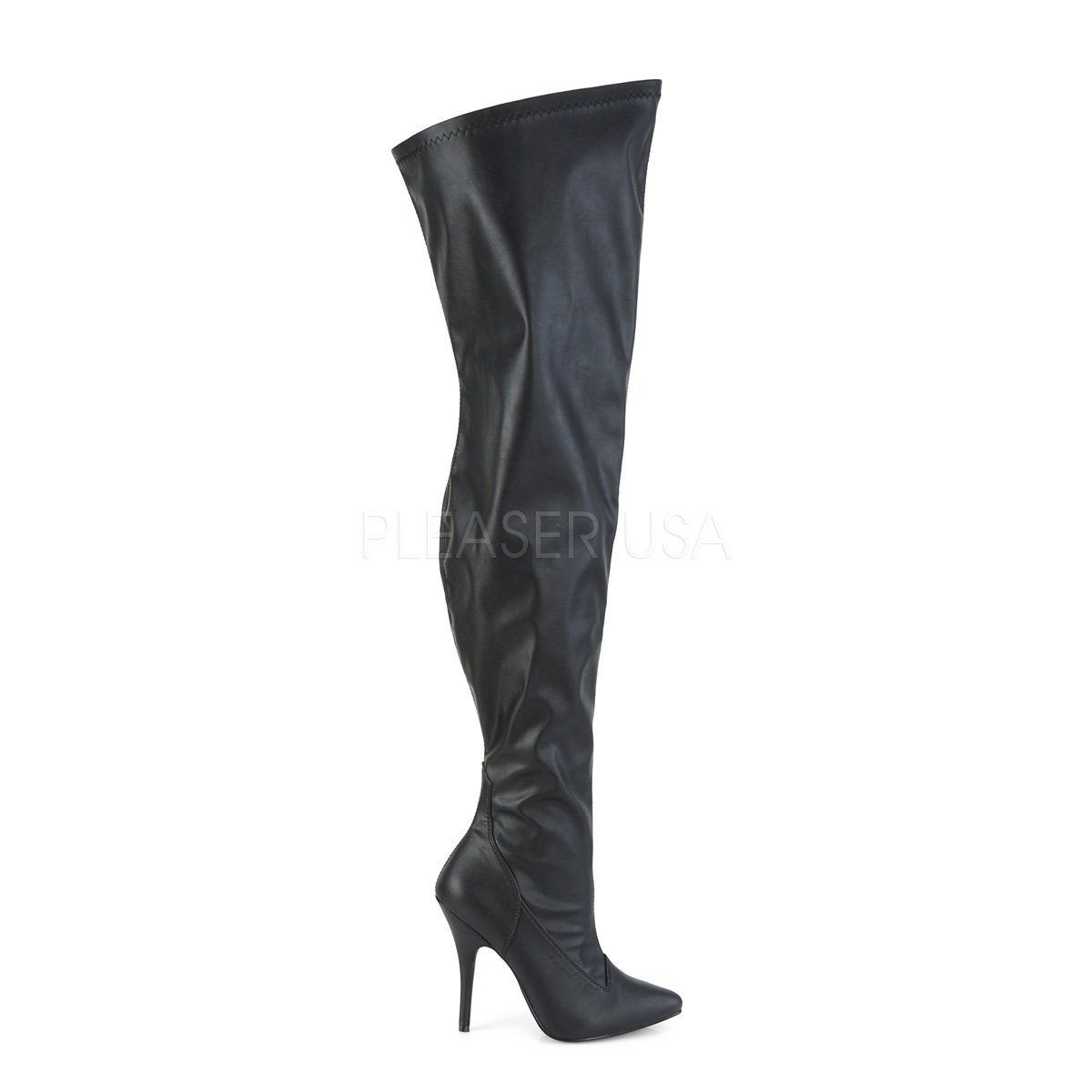 SEDUCE-3000WC Black stretch Faux Leather Pleaser Pink Label