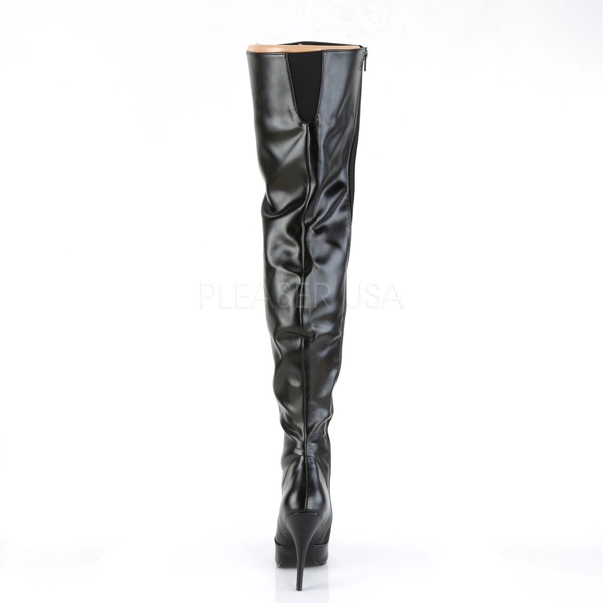 SEDUCE-3010 Black Faux Leather Thigh Boot Pleaser