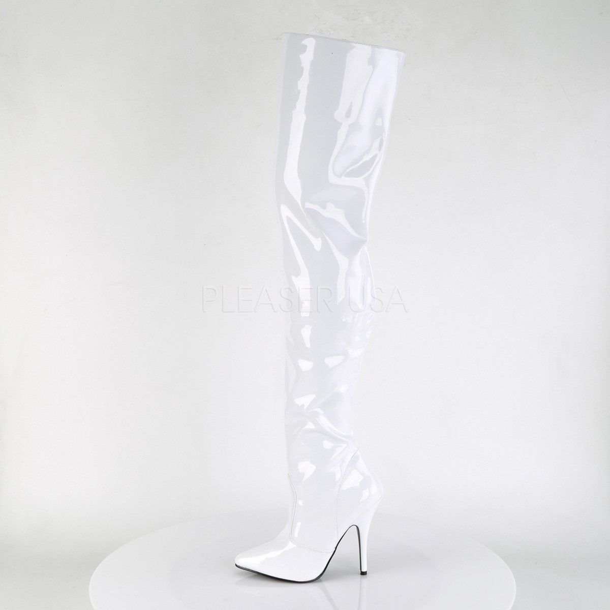 SEDUCE-3010 White Patent Thigh Boot Pleaser