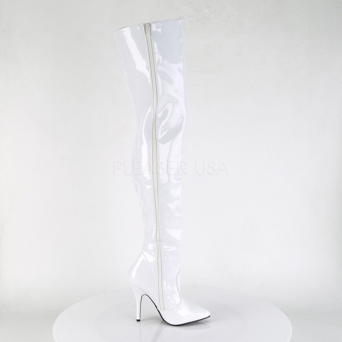 SEDUCE-3010 White Patent Thigh Boot Pleaser