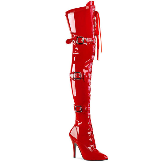 SEDUCE-3028 Red Stretch Patent Thigh Boot Pleaser