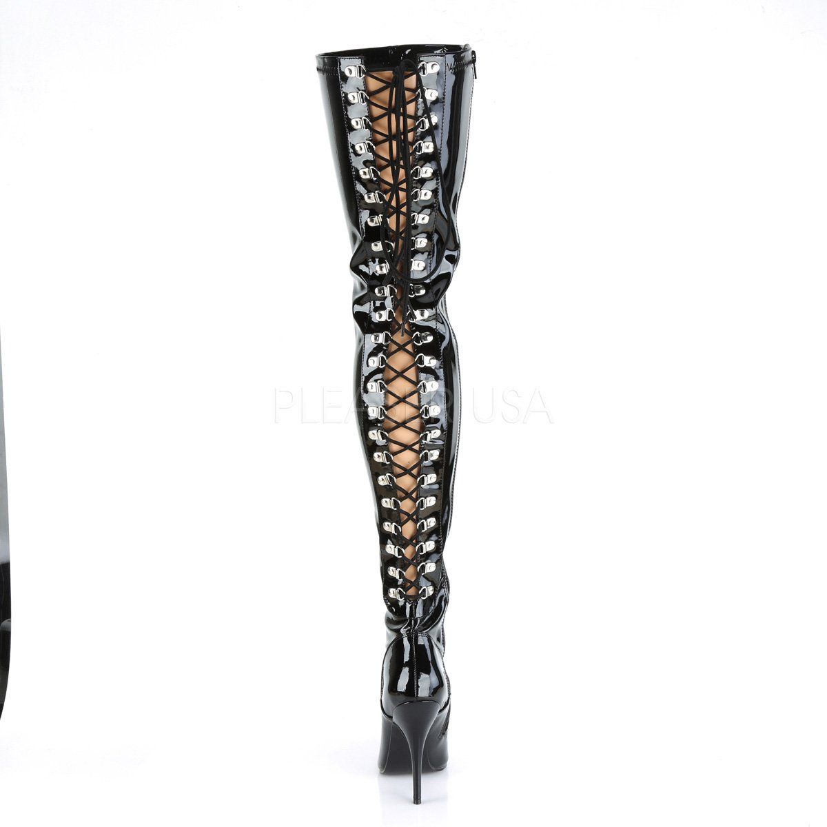 SEDUCE-3063 Black Stretch Patent Thigh Boot Pleaser