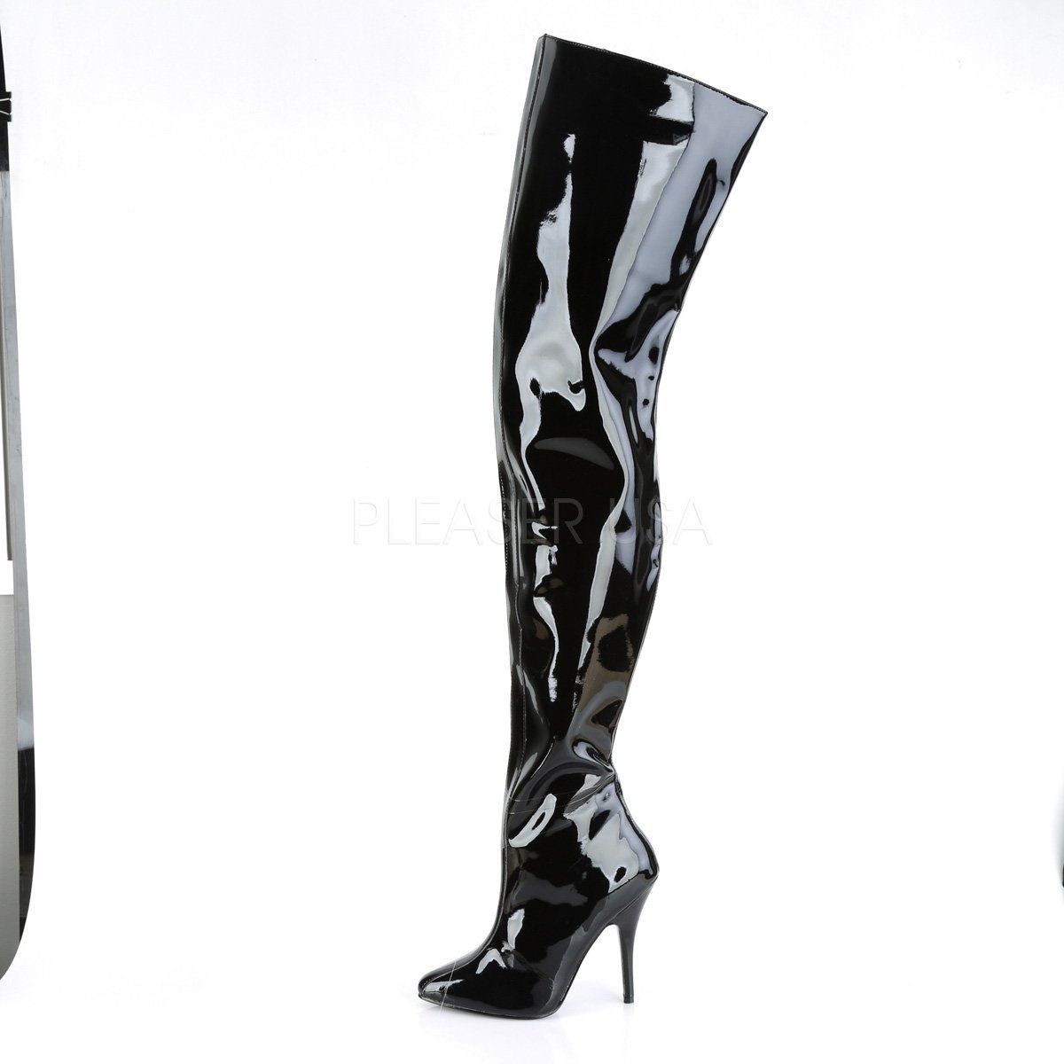 SEDUCE-4010 Black Patent Crotch Boot Pleaser