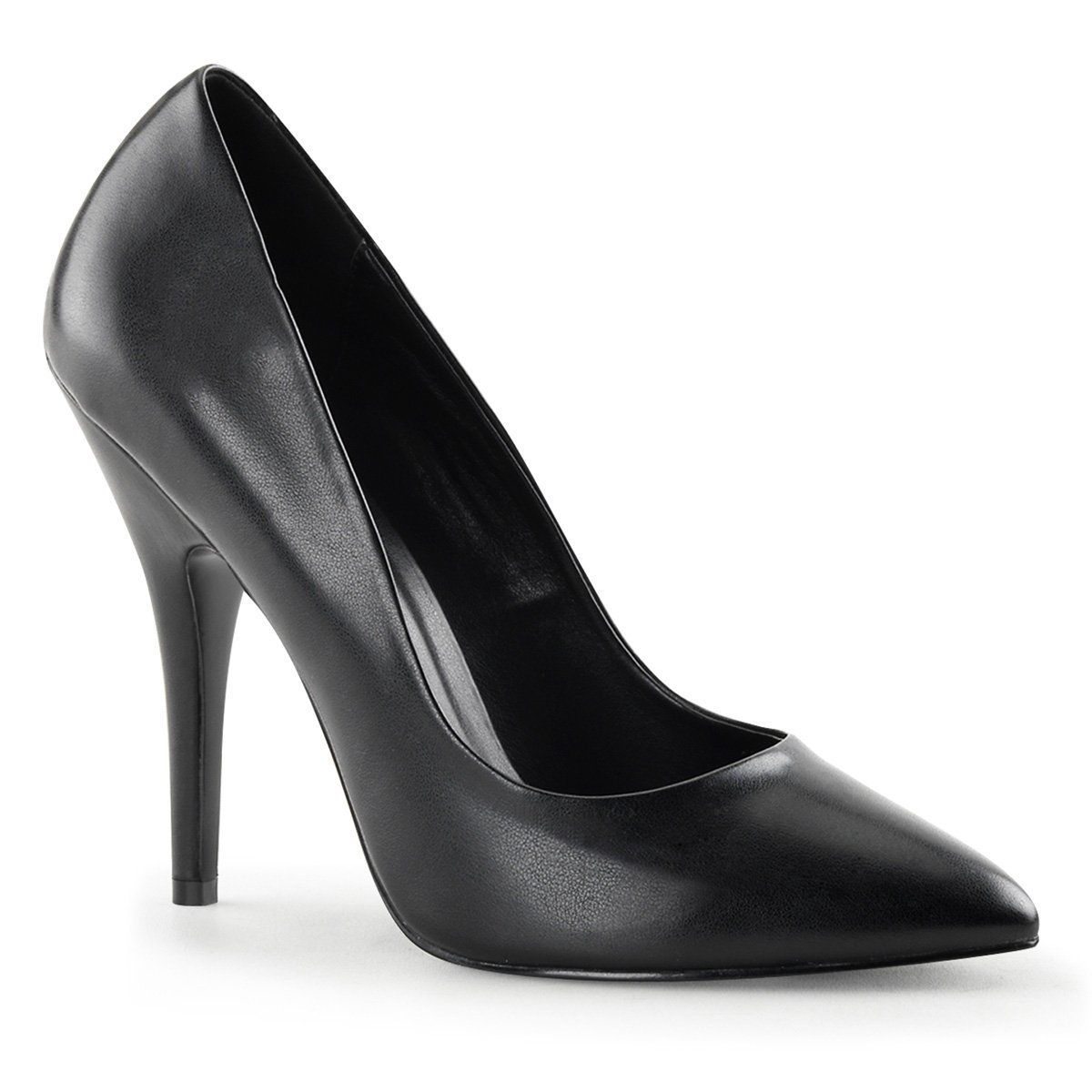 SEDUCE-420 Black Faux Leather Pump Pleaser