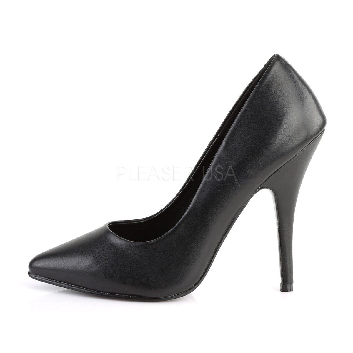 SEDUCE-420 Black Faux Leather Pump Pleaser