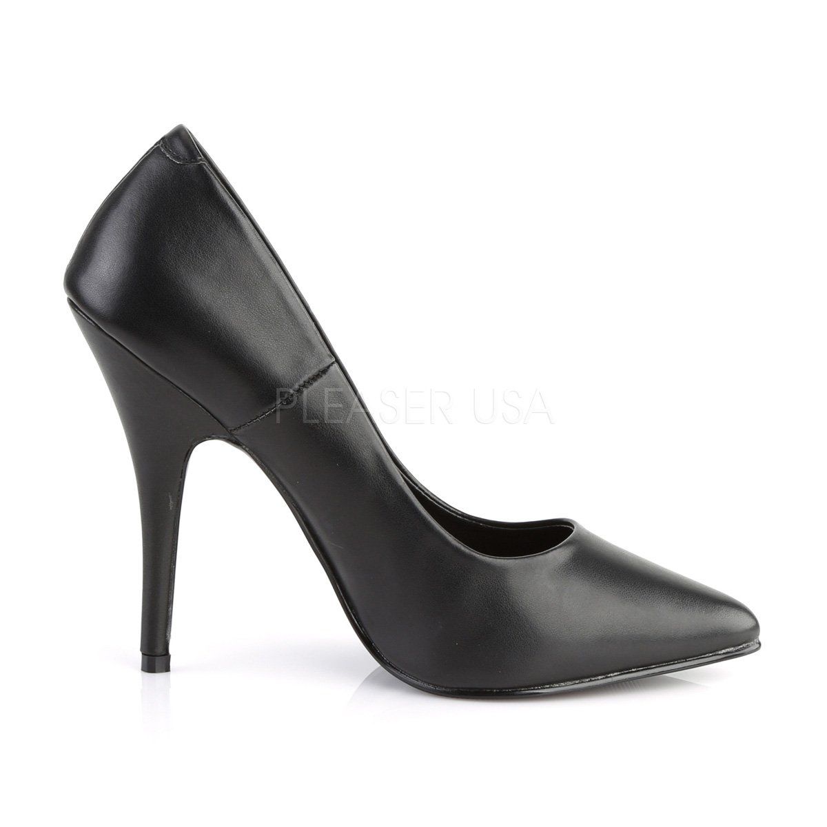 SEDUCE-420 Black Faux Leather Pump Pleaser