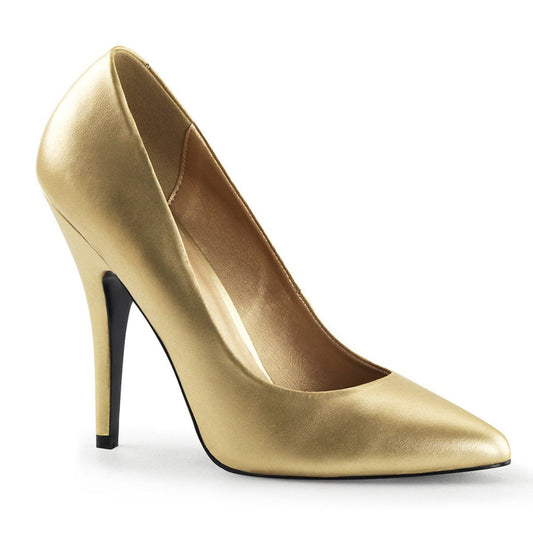 SEDUCE-420 Gold Faux Leather Pump Pleaser