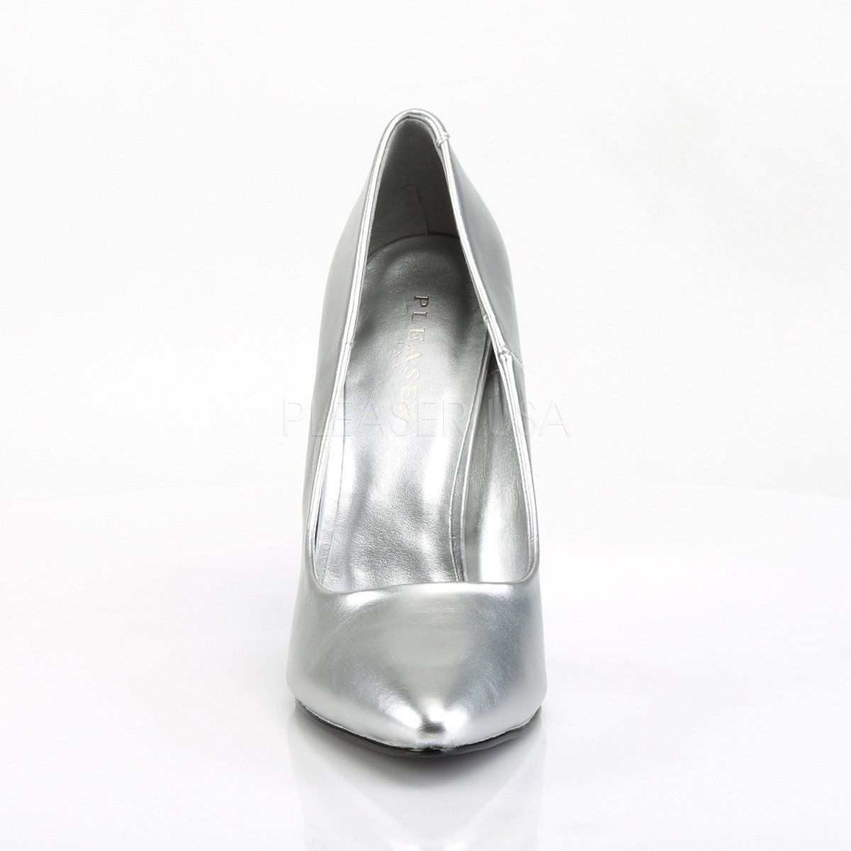 SEDUCE-420 Silver Faux Leather Pump Pleaser