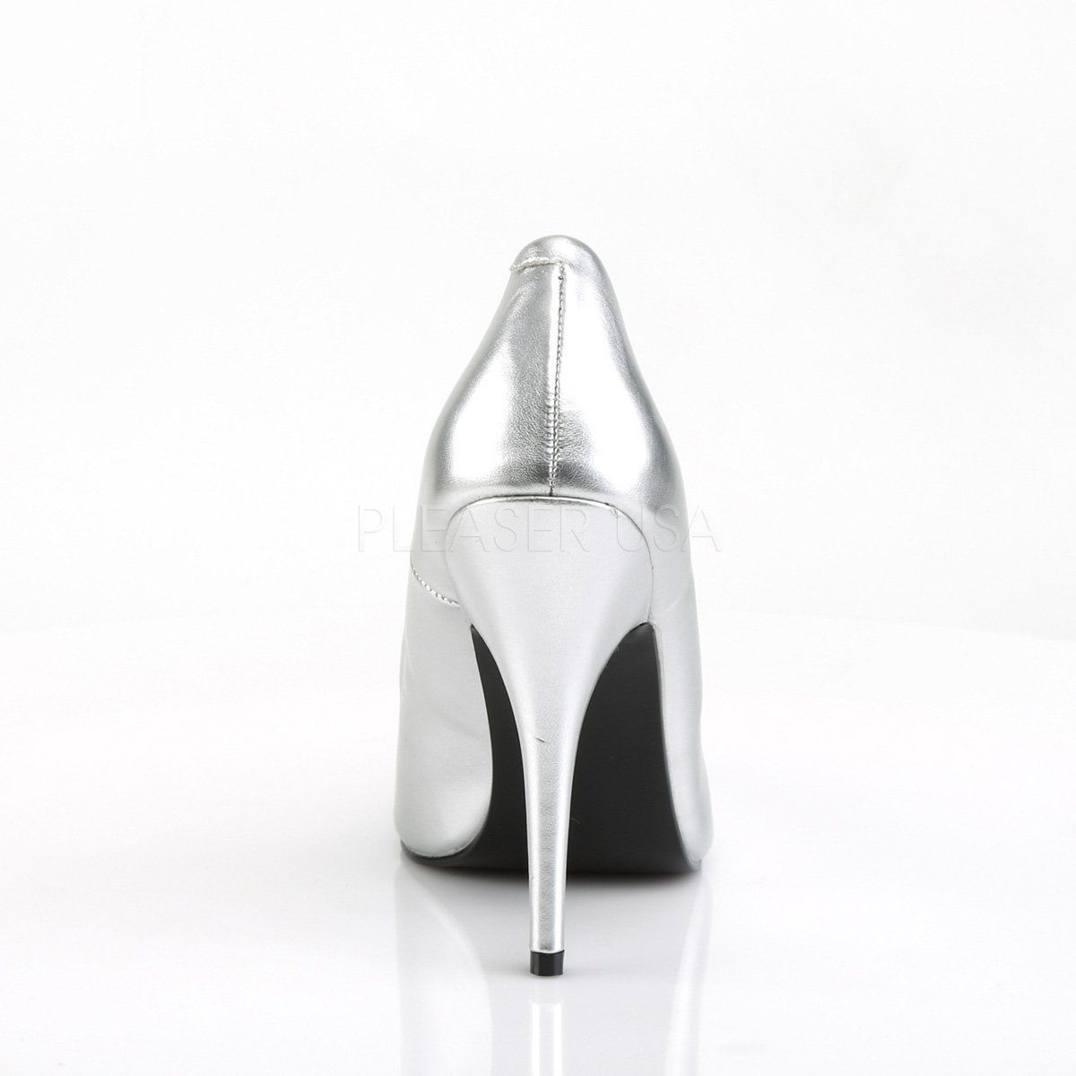 SEDUCE-420 Silver Faux Leather Pump Pleaser